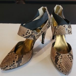 Nine West Snake Print Heels with Black Straps